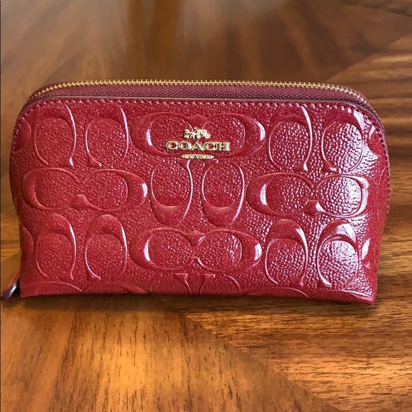Coach Signature LTR Cosmetic Case 17 Cherry - Picture 1 of 8